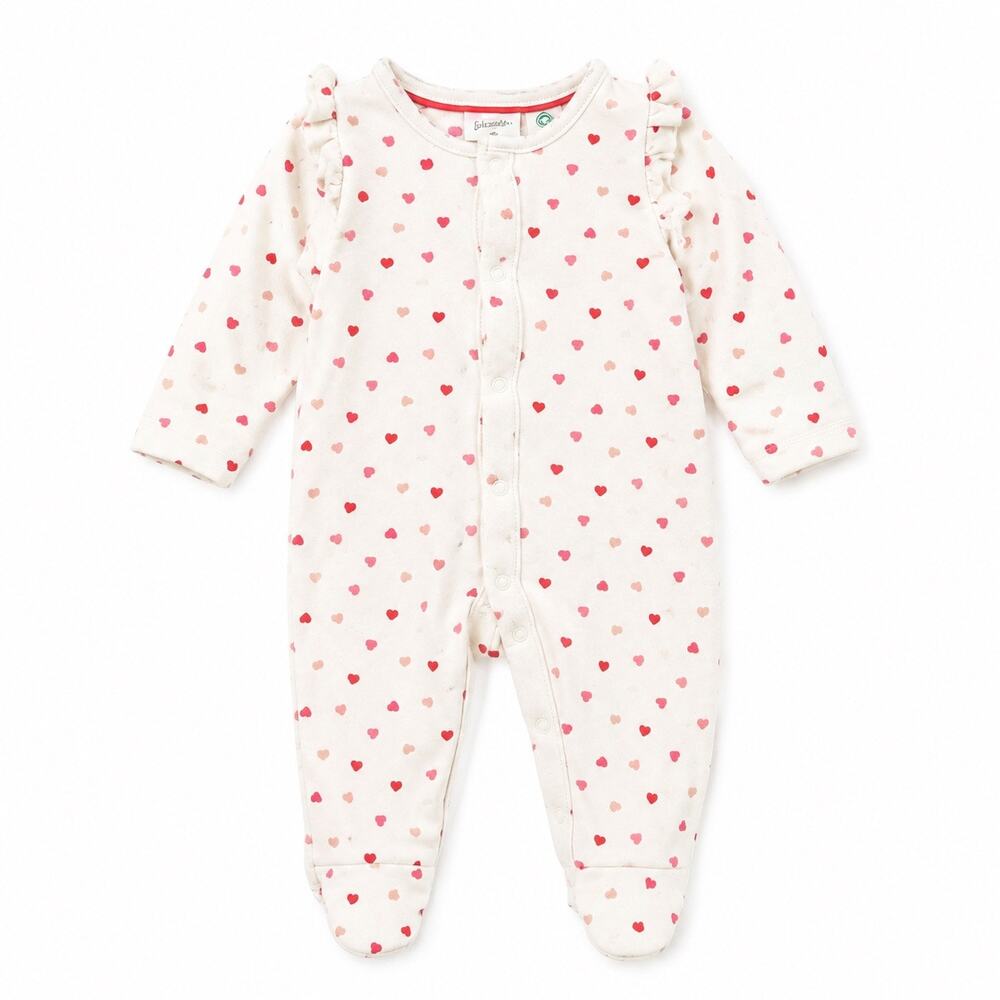Baby Boden Heart Print Footed Sleeper - Cozy & Sweet 3-6M